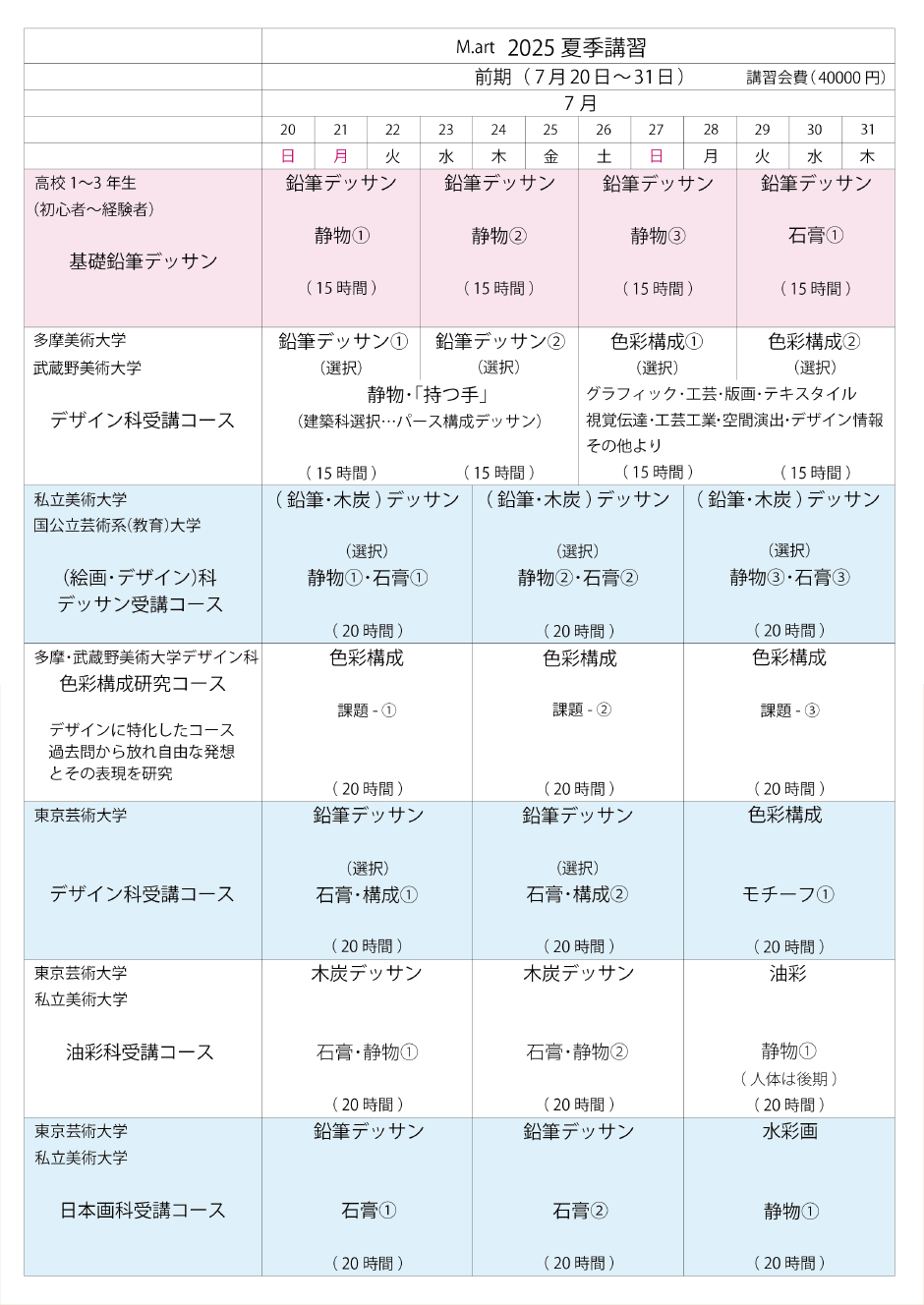 2025夏期講習　前期